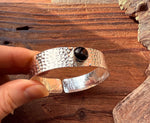 Hammered Silver Bracelet with Black Onyx / Adjustable / Bohemian Jewellery / Ethnic Style / Rustic  / Boho / Gift for Her / Artisanal /