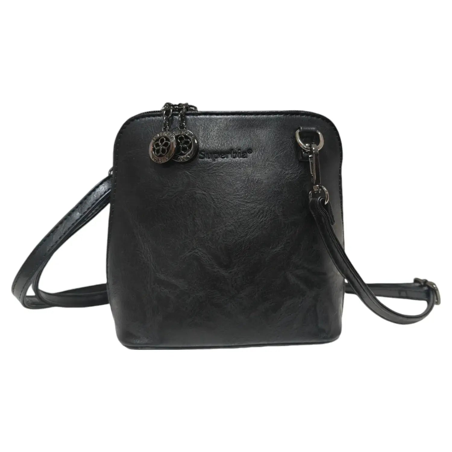 Superbia Pewter Hardware Small Box Zip Around Cross Body Bag: Green