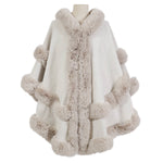 Poncho Cape with Plush Faux Fur Detailing PE378: Silver