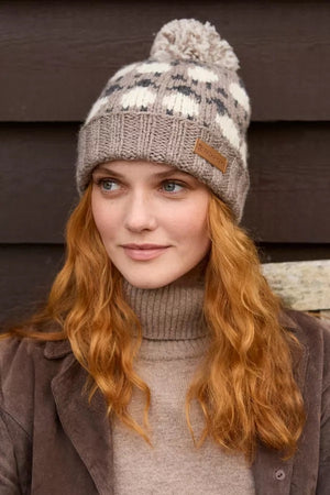 Sheep (Merino) Roll Back Bobble Beanie Mushroom