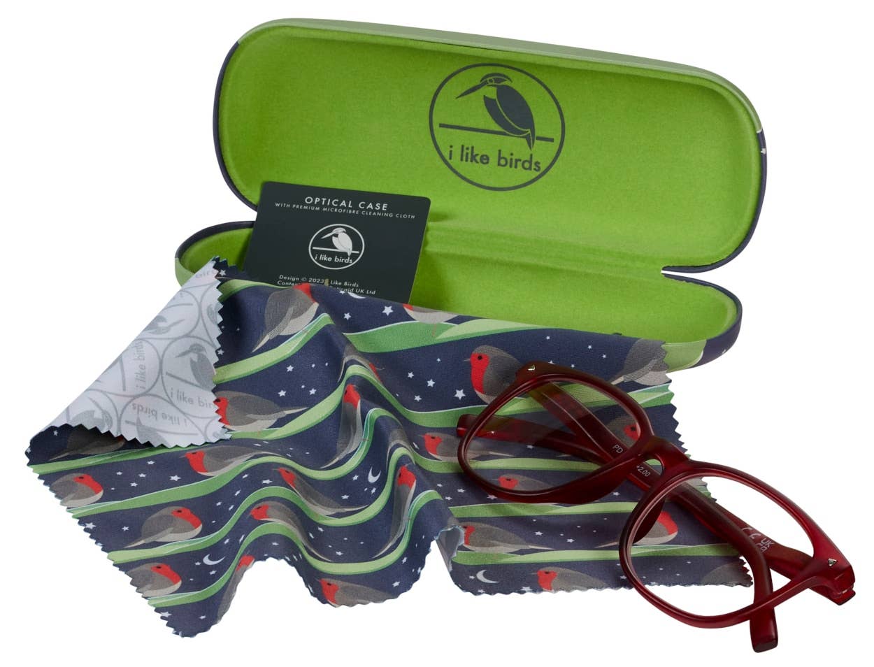 Night Robin Glasses Case & Premium Cloth