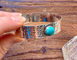 Hammered Silver Bracelet with Turquoise / Adjustable / Bohemian Jewellery / Ethnic Style / Rustic  / Boho / Gift for Her / Artisanal /