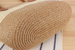 Medium Size Two-toned Stripe Paper Straw Tote Bag : Gold Stripe