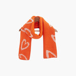 Zuri Cream/Orange Sketched hearts Heavyweight Scarf: One-size