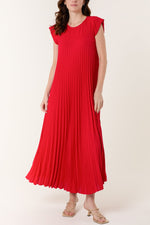 Cap Sleeve Pleated Maxi Dresso