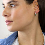 Golden and lilac mix crystal open hoop earrings