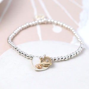 Silver And Gold Plated Double Heart Bracelet 2700