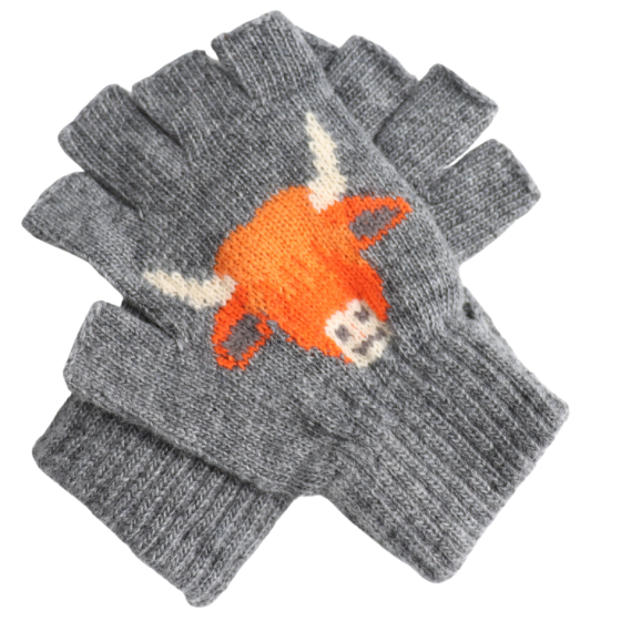 Fingerless Highland Cow Gloves