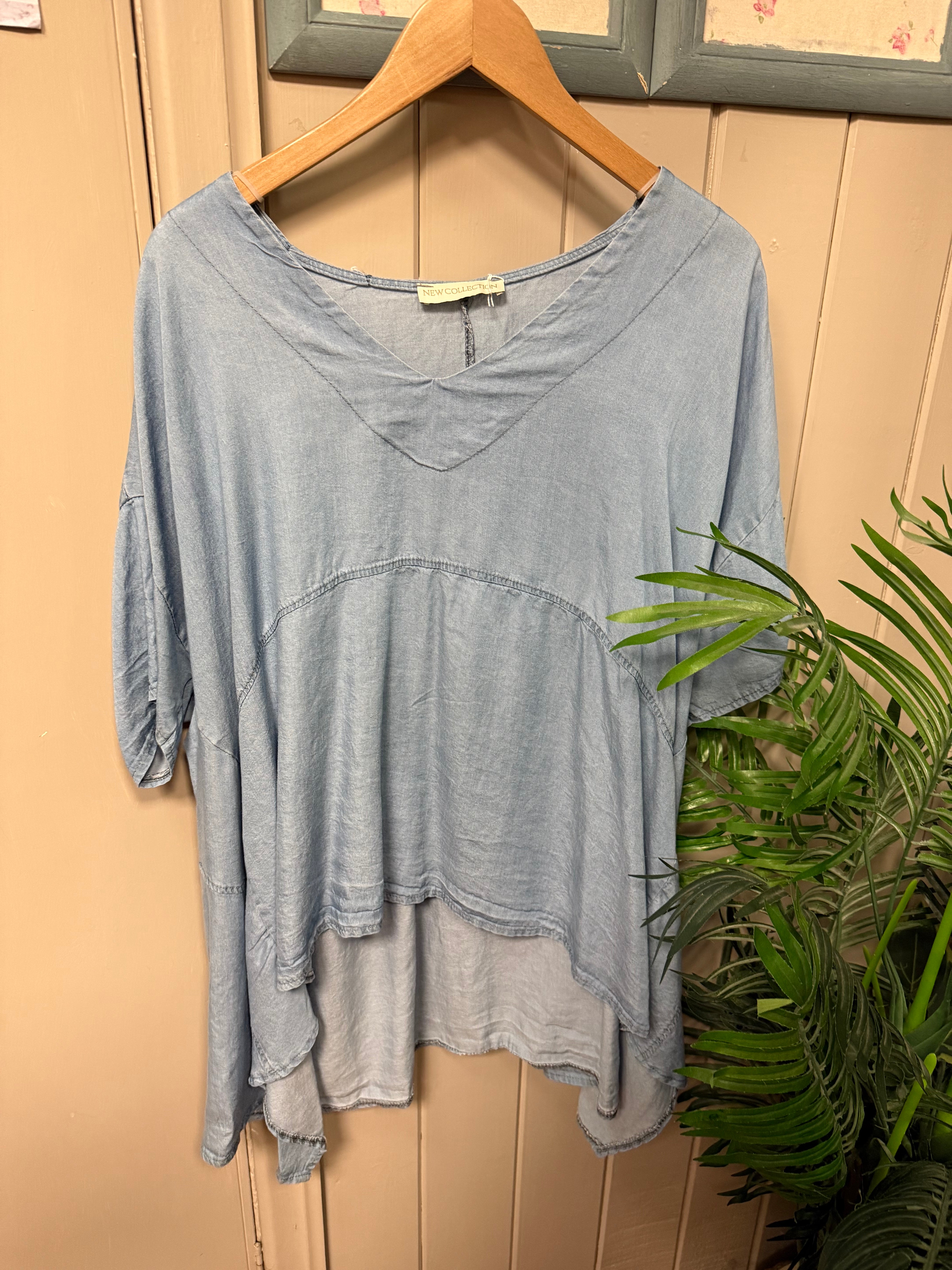 Layered Denim Top