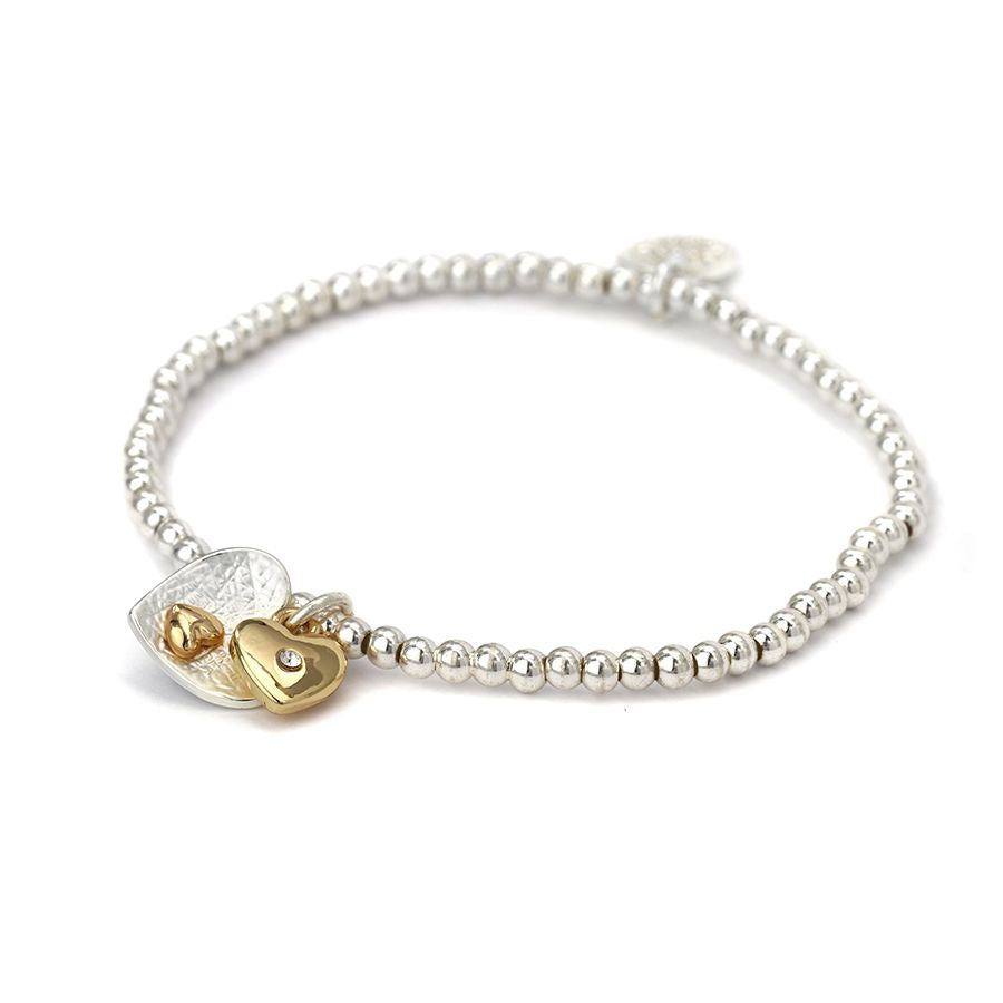 Silver And Gold Plated Double Heart Bracelet 2700