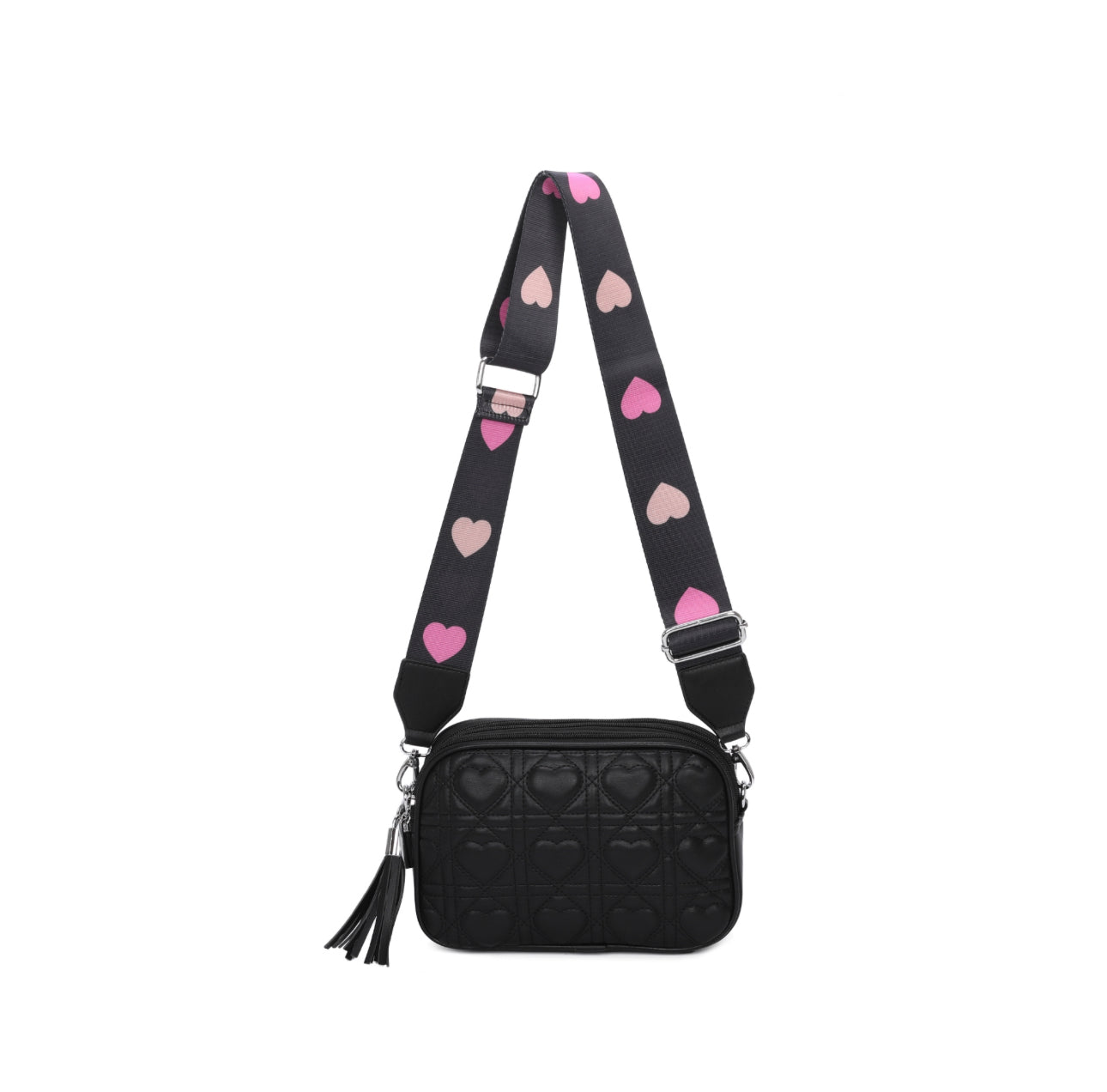 Quilted Heart Crossbody Bag with strap