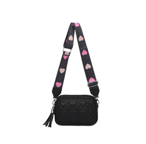 Quilted Heart Crossbody Bag with strap