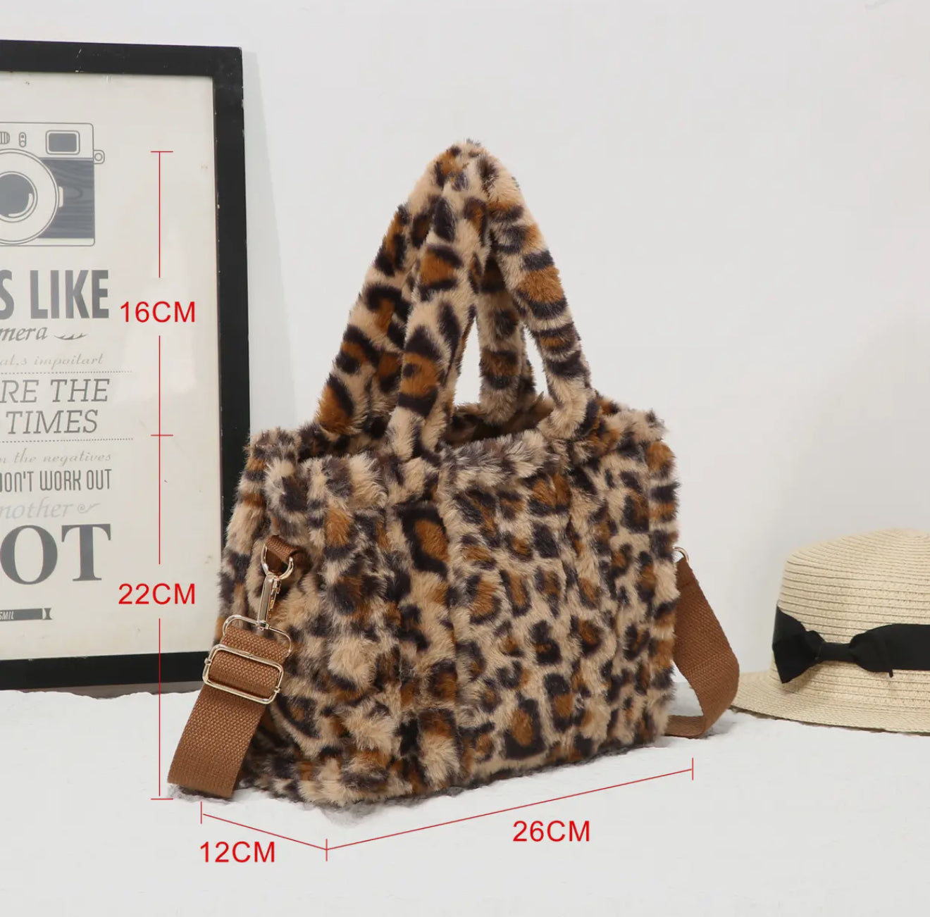 🐆 Leopard Print Faux Fur Tote Bag
