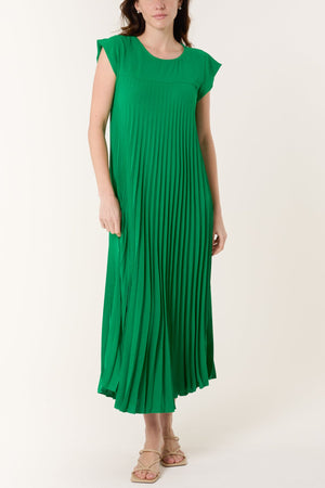 Cap Sleeve Pleated Maxi Dresso