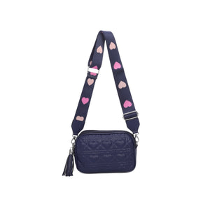 Quilted Heart Crossbody Bag with strap
