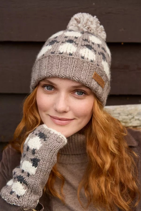 Sheep (Merino) Roll Back Bobble Beanie Mushroom