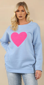 HEART ZIP DETAIL SWEAT SHIRT