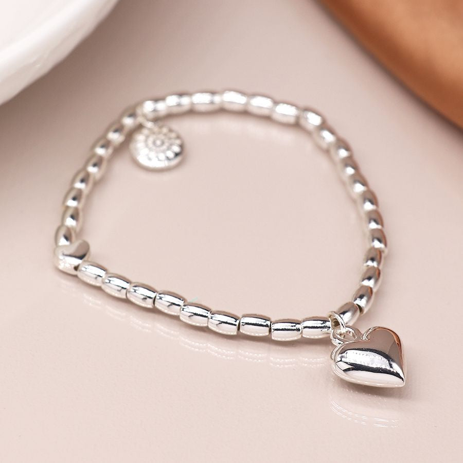 Puff Heart Bracelet with Heart Charm 1152