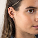 Golden and lilac mix crystal open hoop earrings