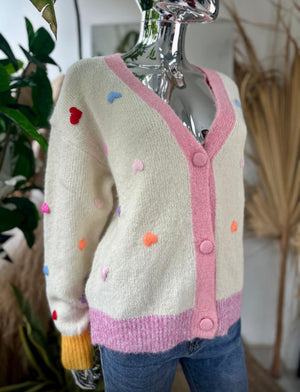 Super Soft Pretty Pastel Heart Cardigan 922