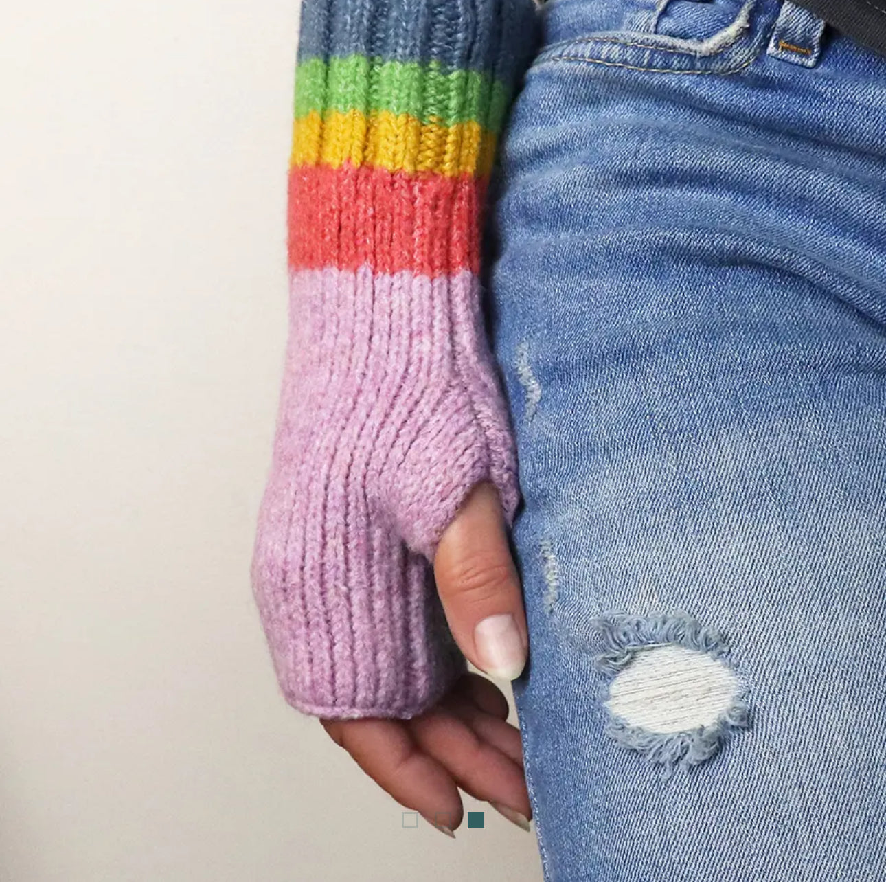 Lilac stripe edge wrist warmers