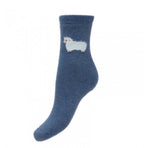 Dark Blue Wool Blend Socks with Fluffy Sheep WS485