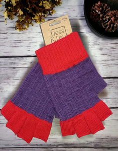 Purple and Red Cosy Open Finger Gloves GL2310