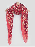 Percy Lightweight Scarf - Red, Leopard Border