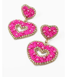 PINK HEART SPARKLE EARRINGS