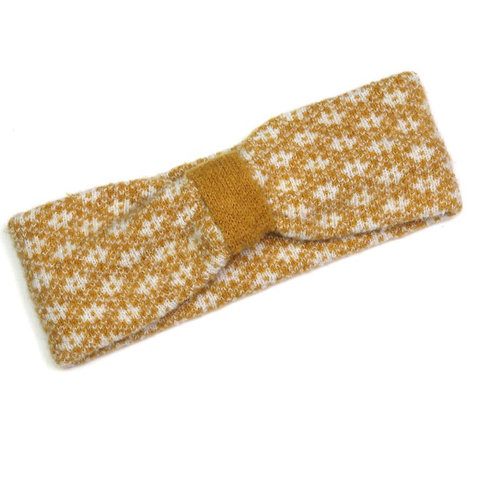 Recycled blend mustard and white Scandi flower headband 40537