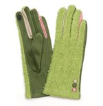 Bergen Fleece & Faux Suede Button Gloves