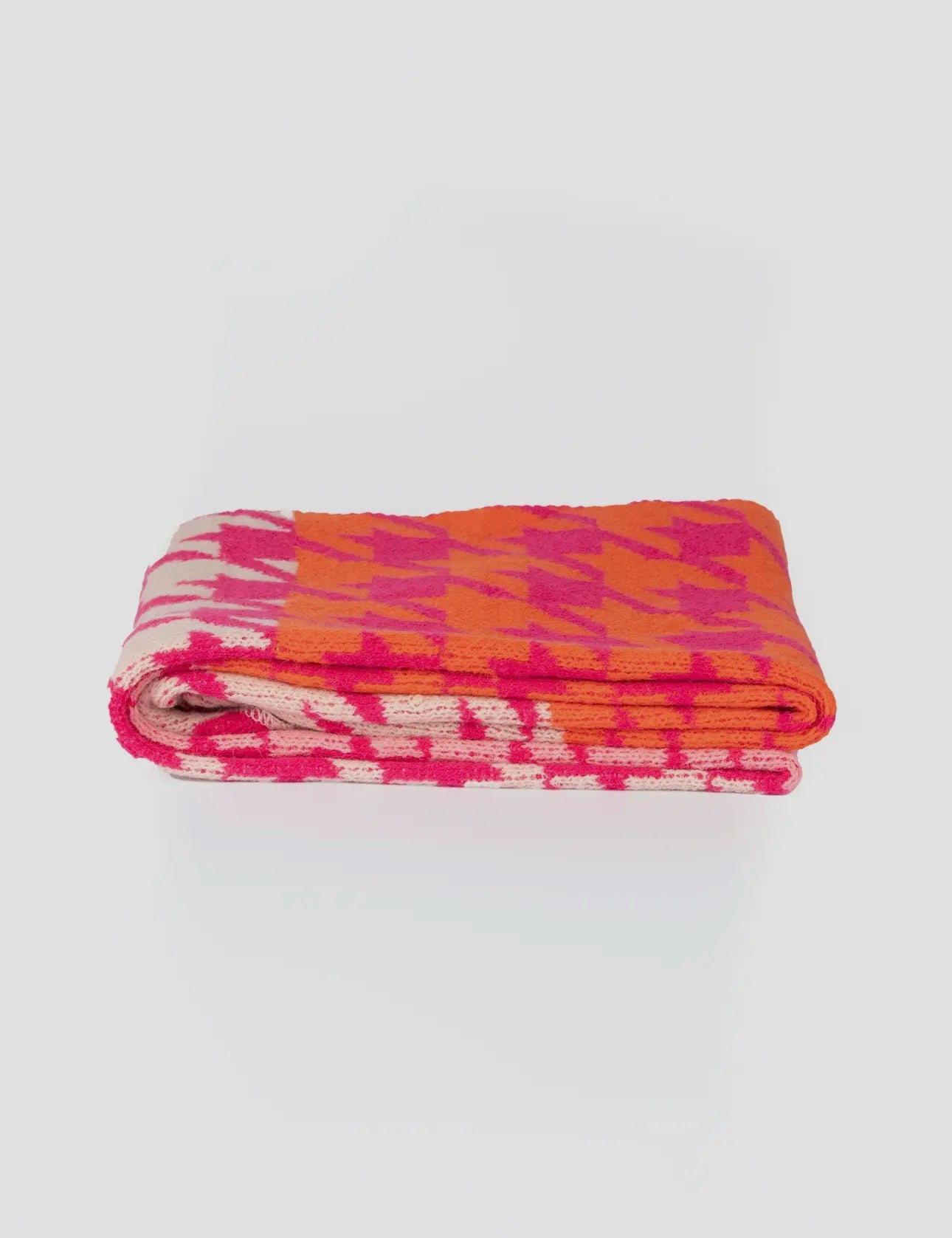 Jana Heavyweight Scarf - Fuchsia/ Orange, Houndstooth