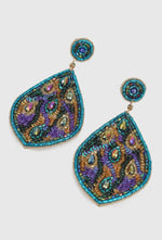 Blue Peacock Teardrop Earrings