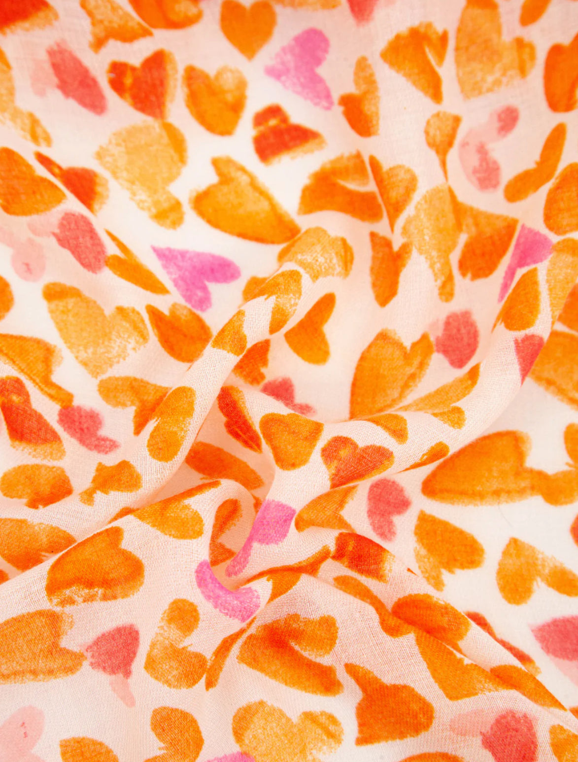Sketched Love Heart Print Scarf in Orange