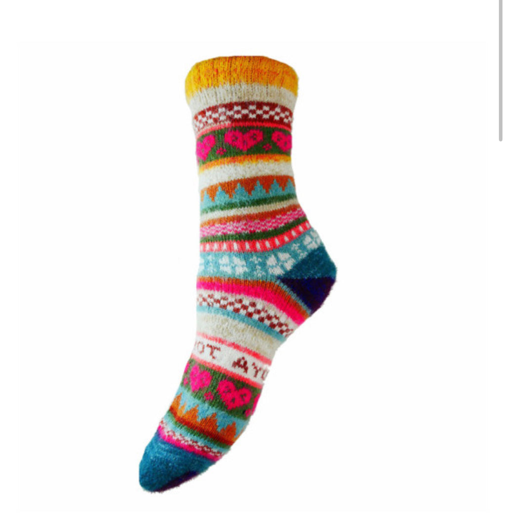 Multi Coloured Scandi Wool Blend Socks WS398