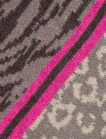 Mara Heavyweight Scarf -Grey/ Fuchsia, Tiger Leopard