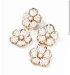 PEARL AND GOLD FLORAL DOUBLE DROP EARRINGS