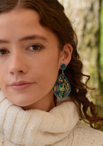 Blue Peacock Teardrop Earrings