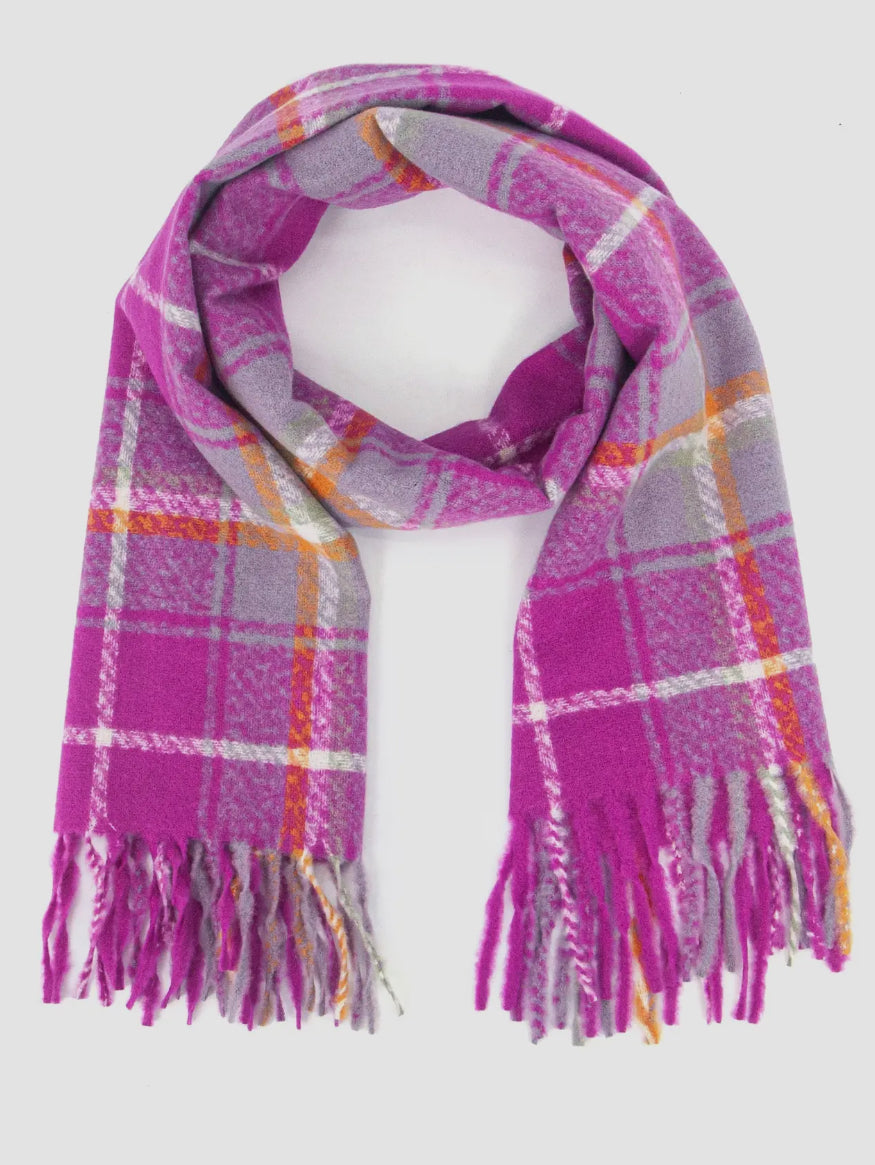 Alba Heavyweight Scarf - Violet, Traditional Check