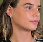 Silver plated crystal heart studs