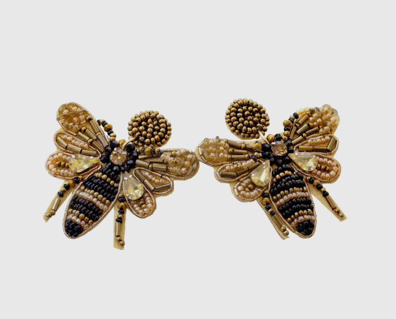 Beaded Bee Earring in Gold