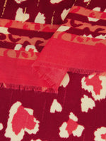 Percy Lightweight Scarf - Red, Leopard Border