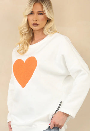 HEART ZIP DETAIL SWEAT SHIRT