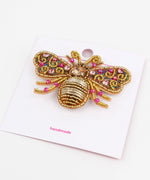 GOLD AND PINK BEE BROOCH