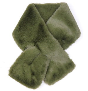 Khaki faux fur pull through scarf