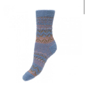 Blue Patterned Wool Blend Socks WS418