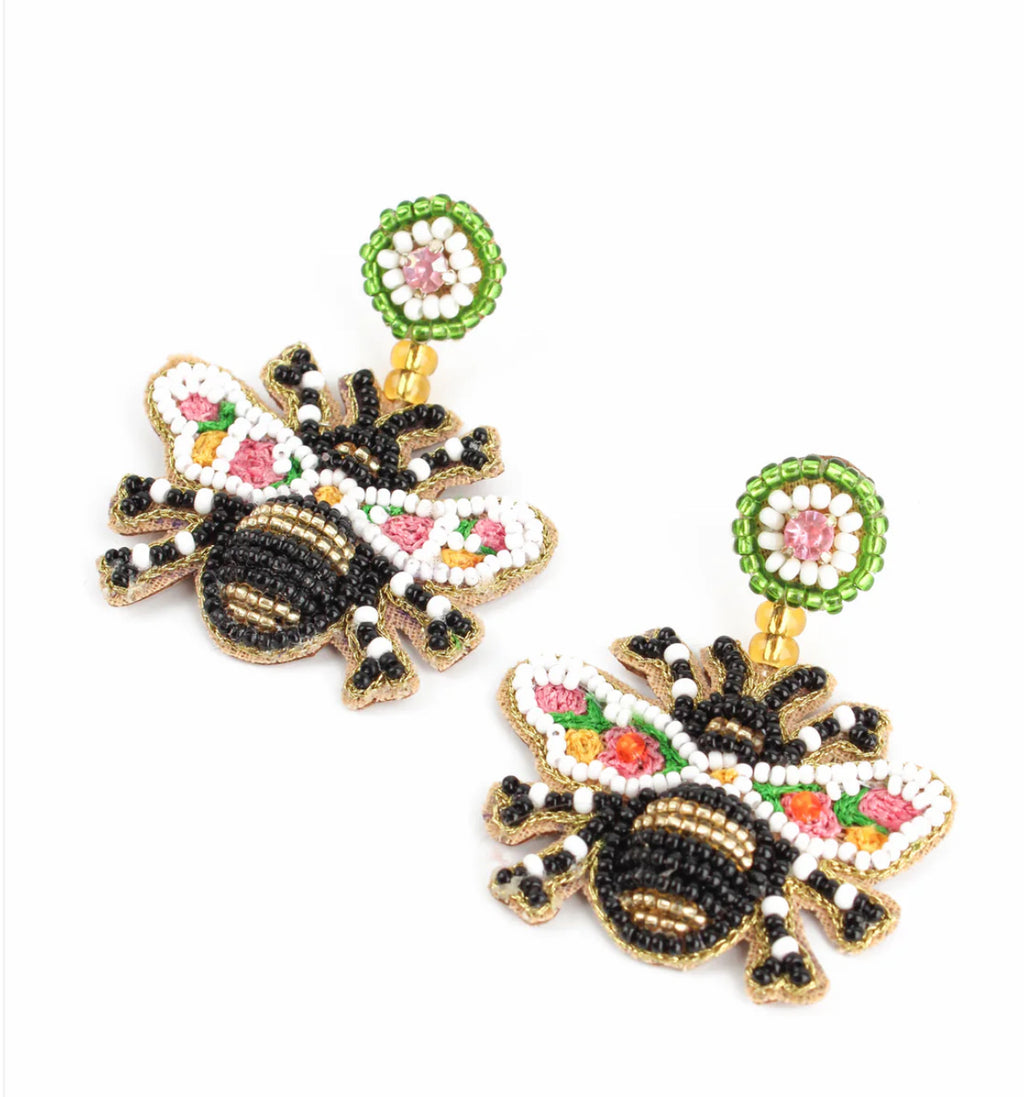 Beaded Bee Earrings