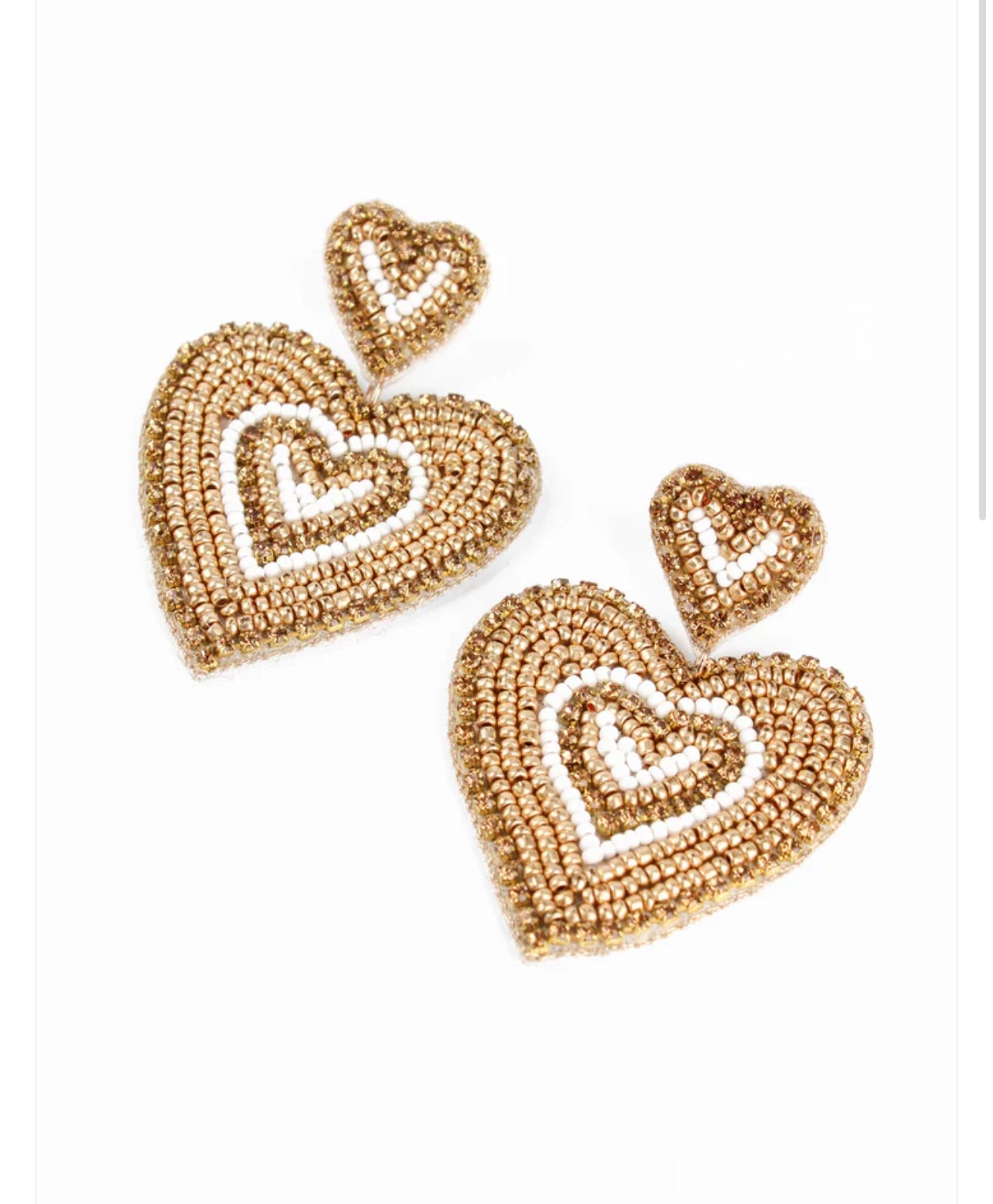 GOLD RIPPLE HEART EARRINGS