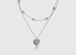 Hortense Two Layered Heart
Charm Necklace Silver