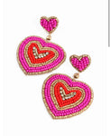 PINK RIPPLE HEART EARRINGS